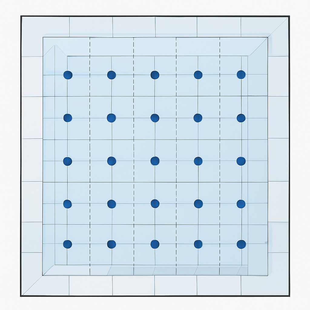 System layout and coverage map for sound masking and acoustics